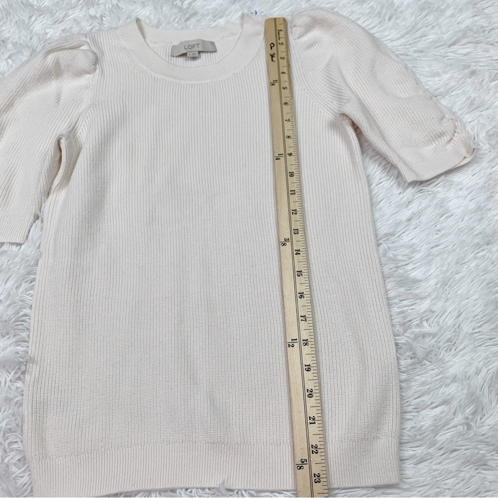 LOFT Women's short sleeve ribbed knit pullover Sweater in ivory‎